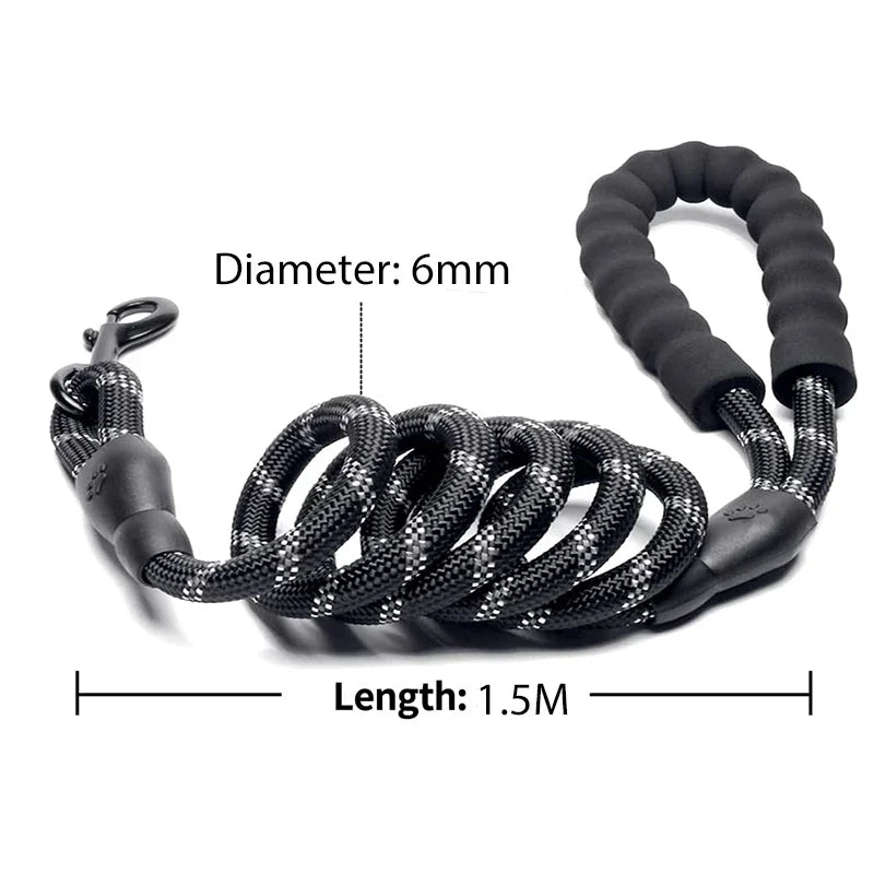 Padded-Handle Reflective Dog Leash