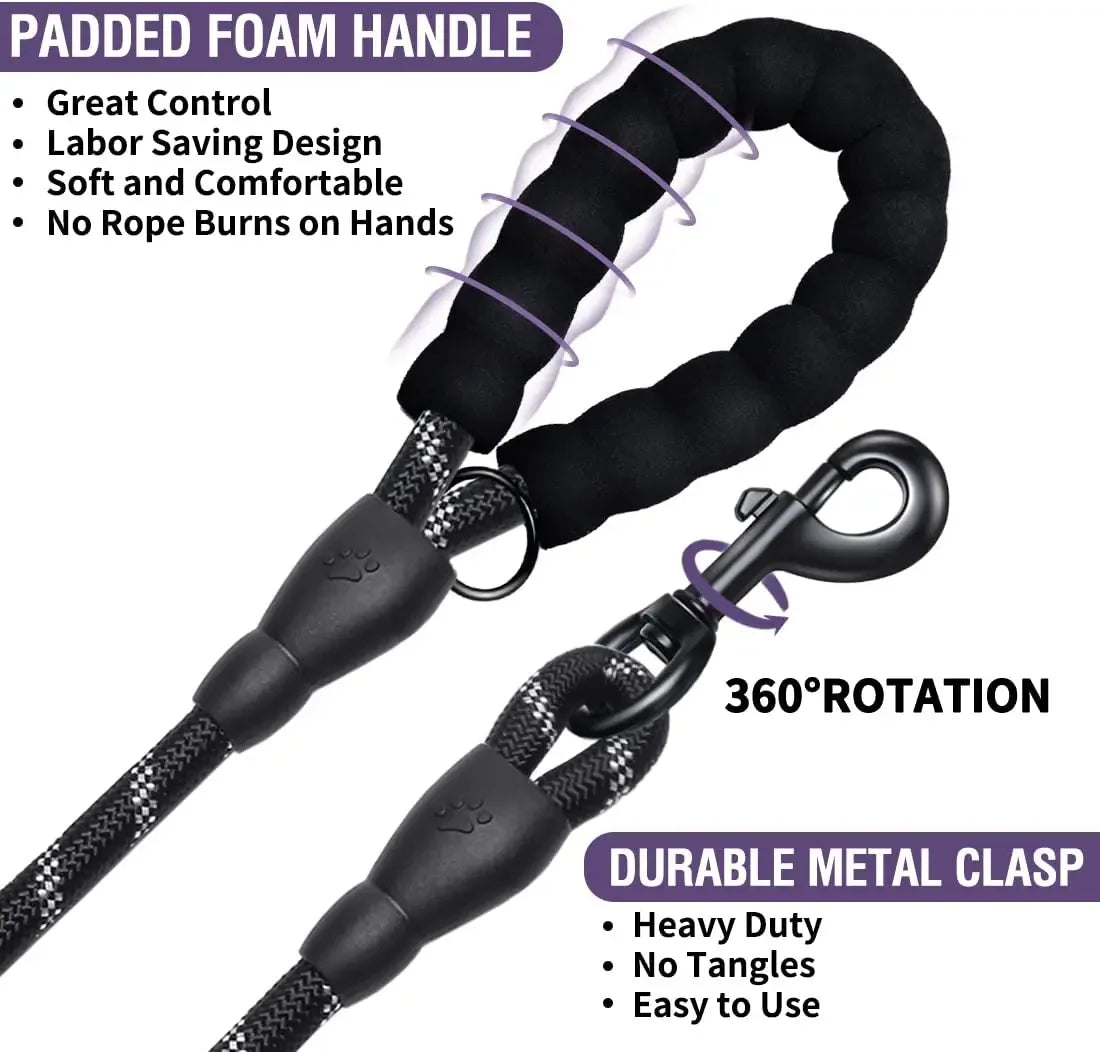 Padded-Handle Reflective Dog Leash
