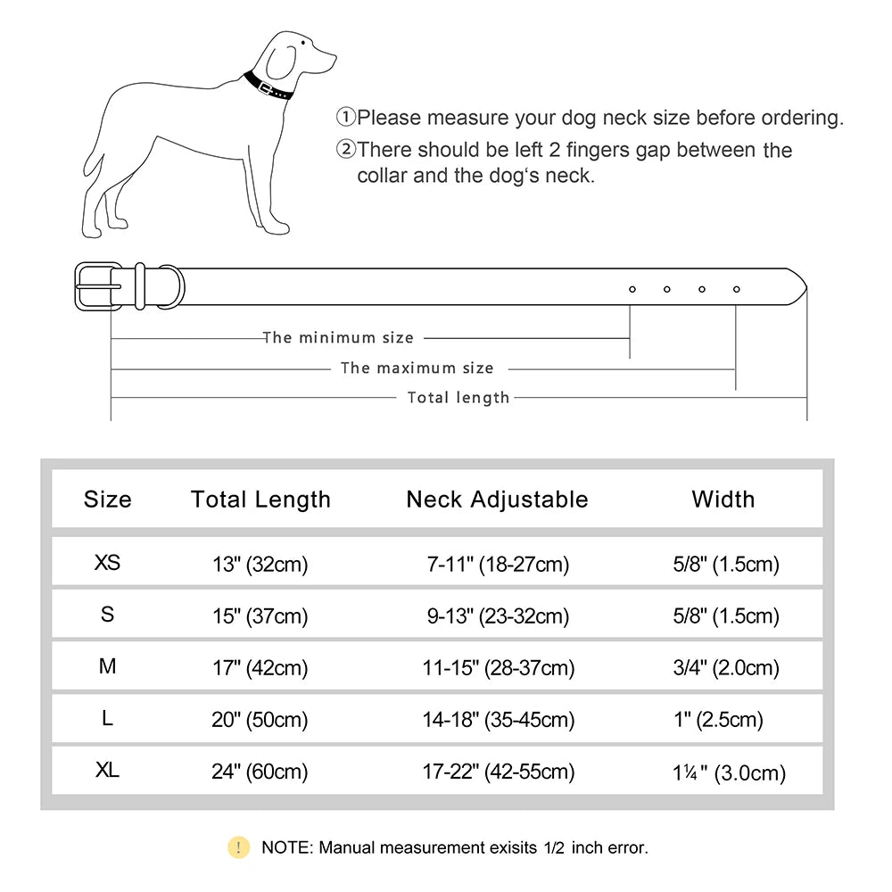 Personalized Leather Dog Collar with Engraved ID Tag